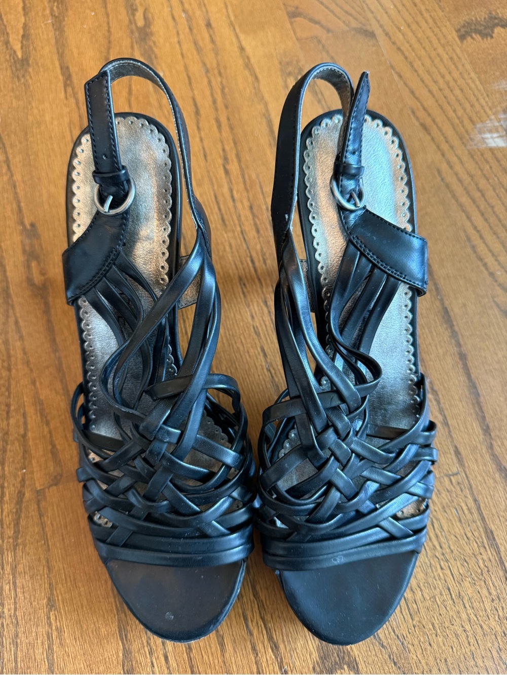 Rampage Black Strappy Woven High Heel Sandals